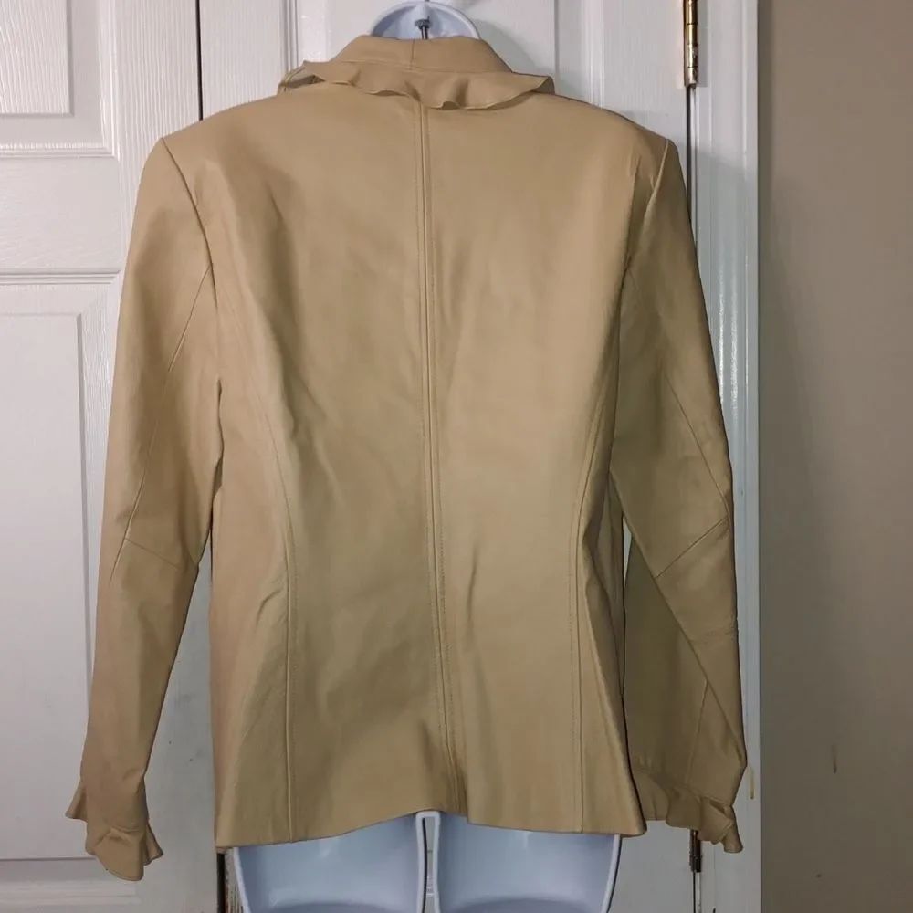 Terry Lewis Classic Luxuries tanish gold leather jacket Sz M NWOT - Picture 5 of 6